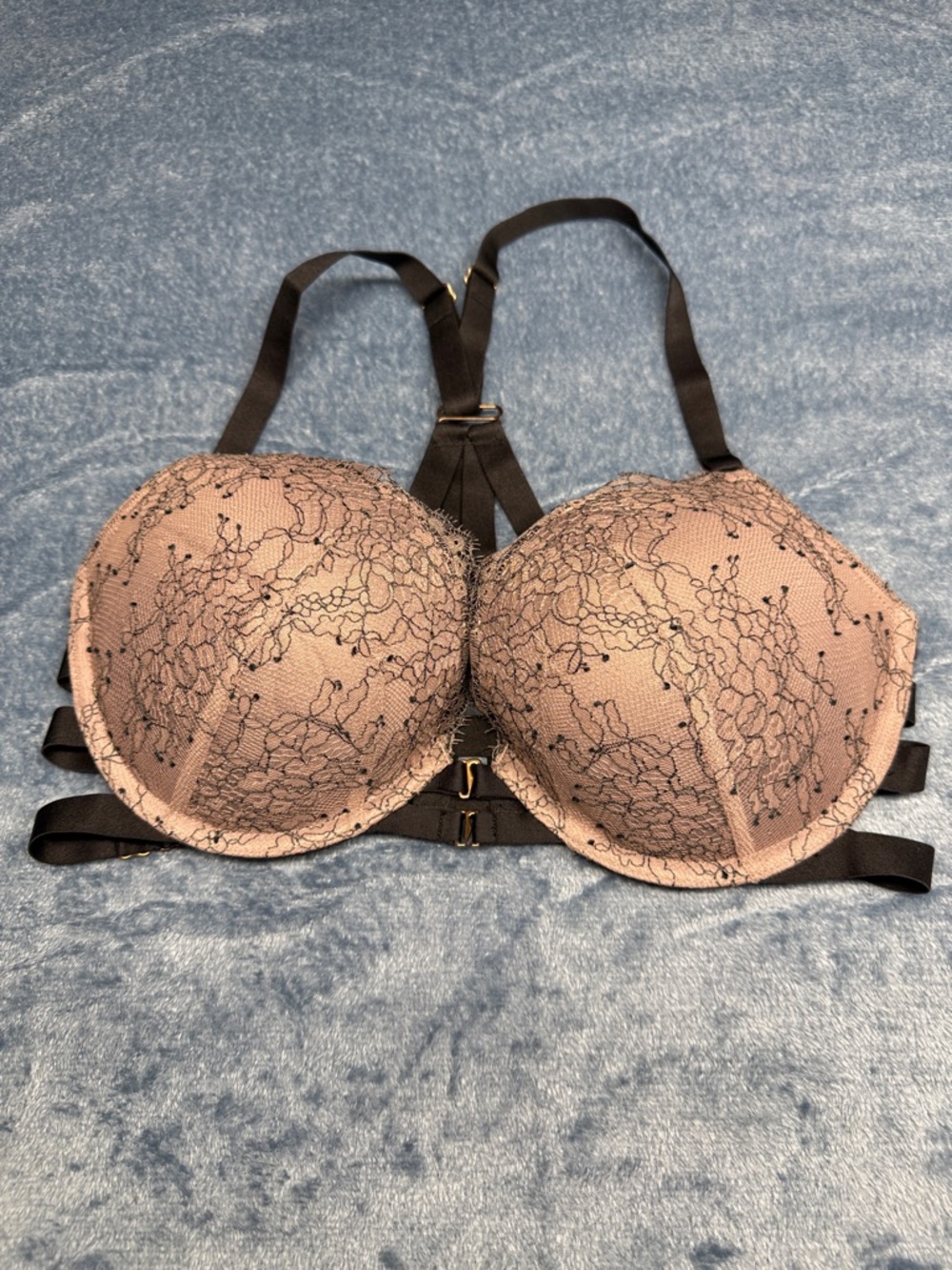 Victoria's Secret Pink and Black Lace Push-Up Bra